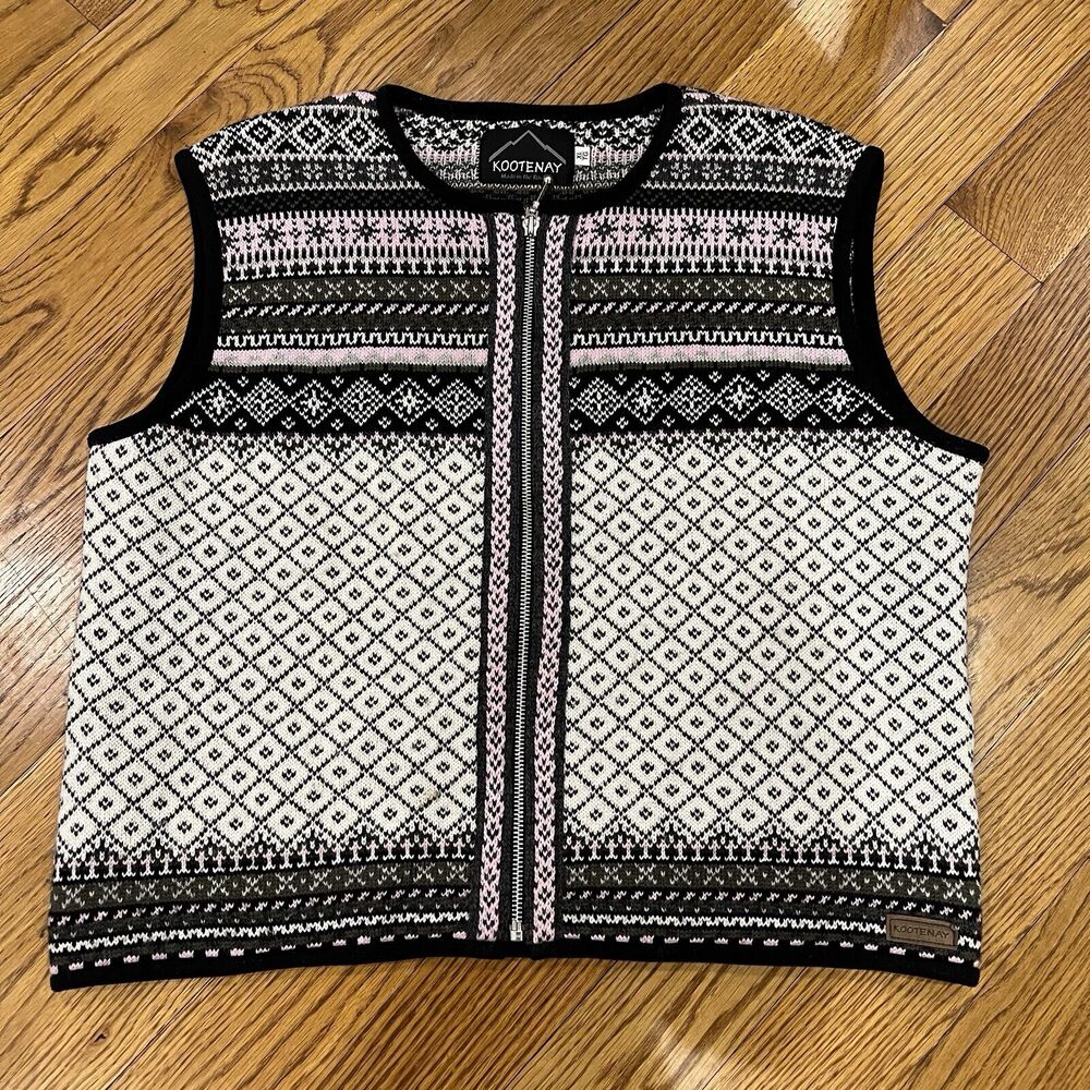 Kootenay Wool Zip Cardigan Sweater Vest Nordic‎ Fair Isle Women's Size XL